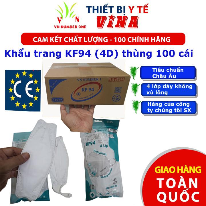 Sỉ 01 thùng Khẩu trang KF94 , Khẩu trang 4D có kháng khuẩn 4 lớp dày