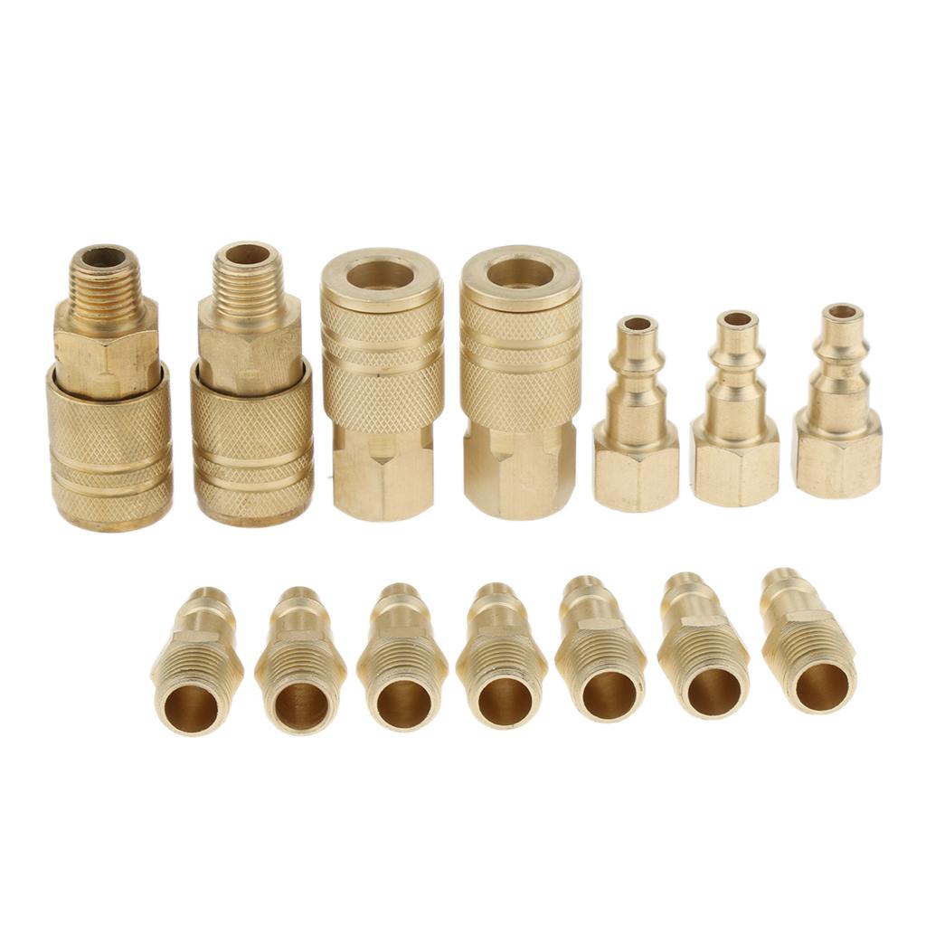 14 Miếng Đầu Nối Nhanh Bộ Không Khí Đầu Nối Ống Phụ Kiện 1/4 NPT Dụng Cụ Cắm