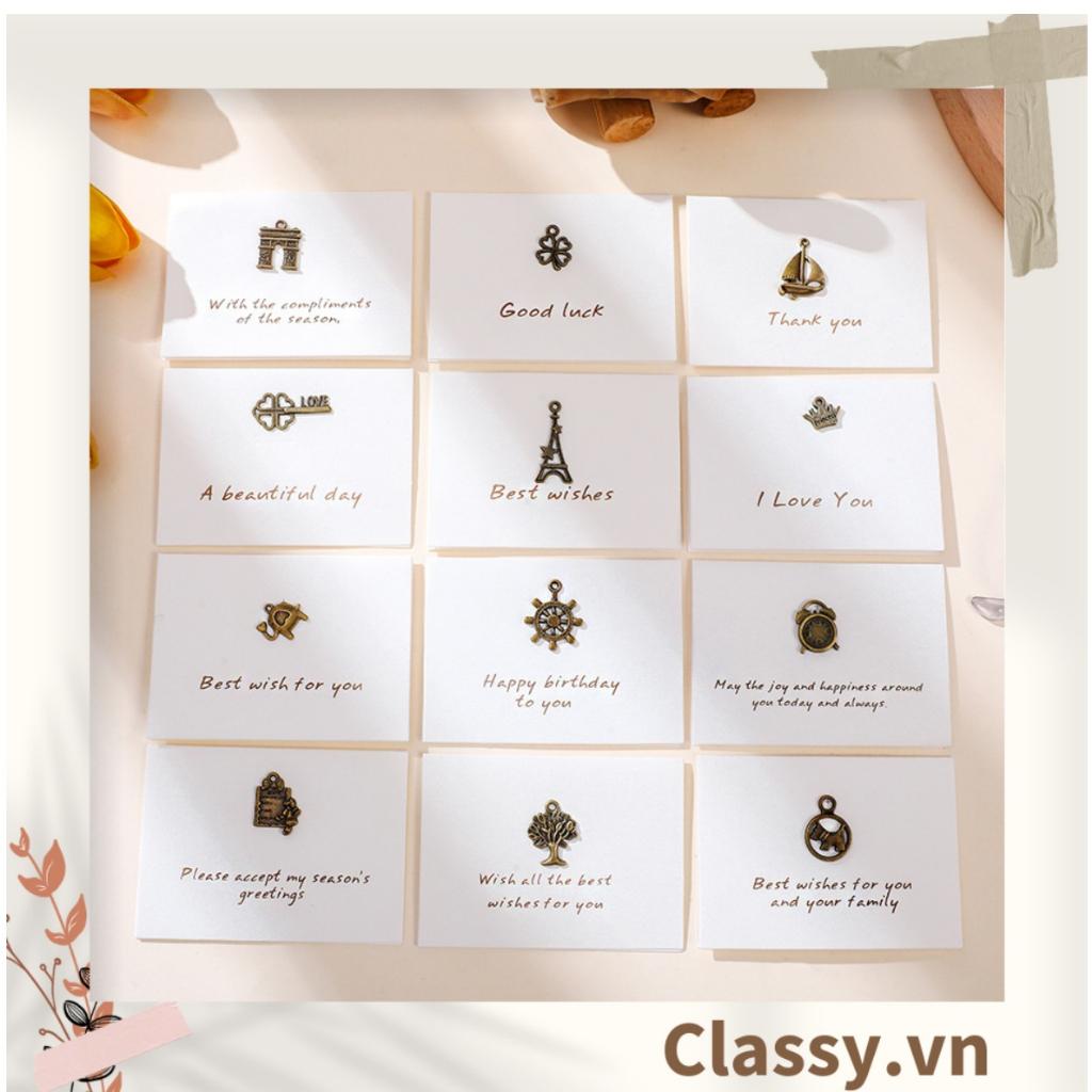 Thiệp Cổ điển Vintage Classy gắn hình 3D, giấy art sang trọng kèm phong bì màu trắng Q254