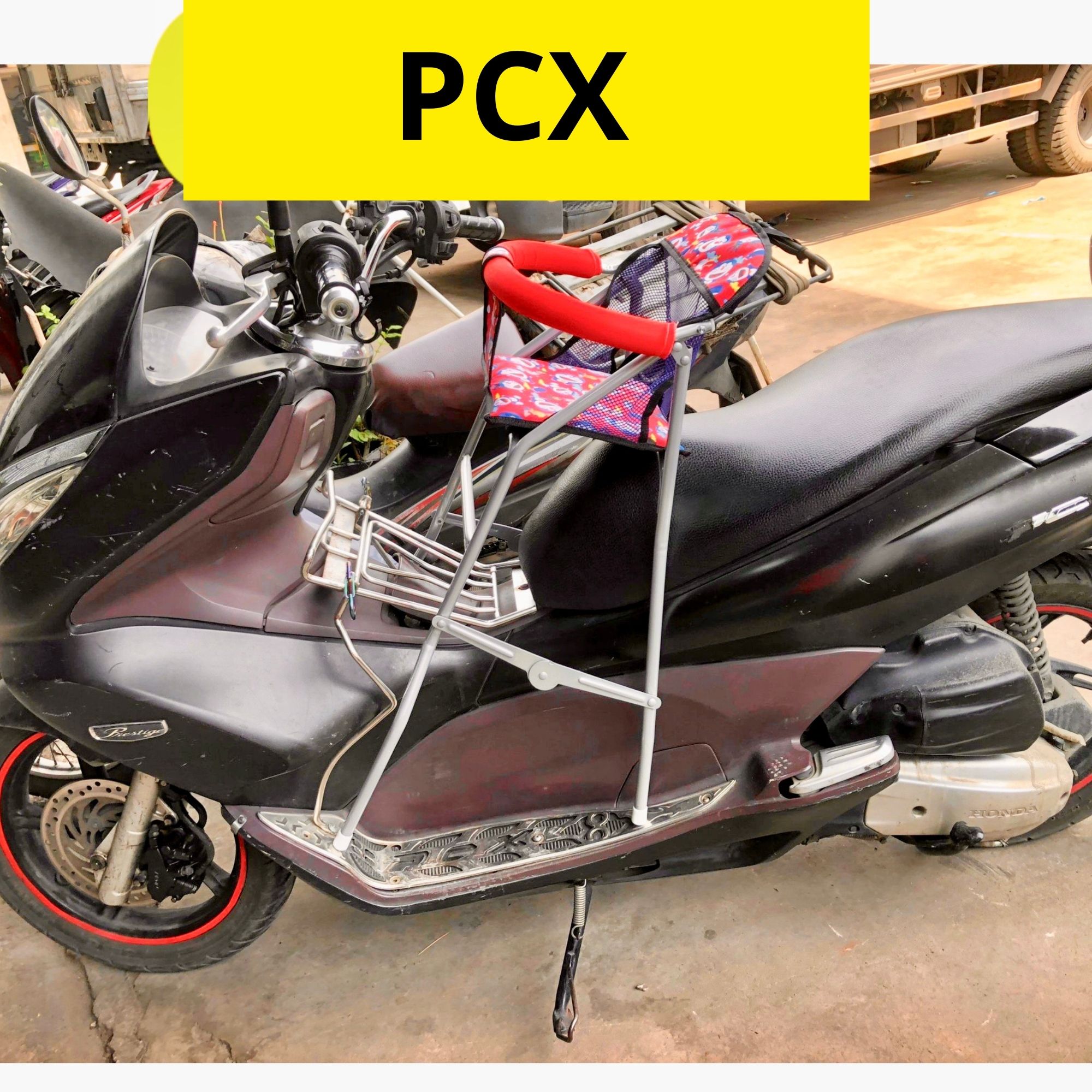 ( Ghế Sắt Sơn Có Dây ) Ghế ngồi xe tay ga cho bé (có cả dây đai và vòng bảo hiểm an toàn) ghế ga xếp sắt sơn tĩnh điện