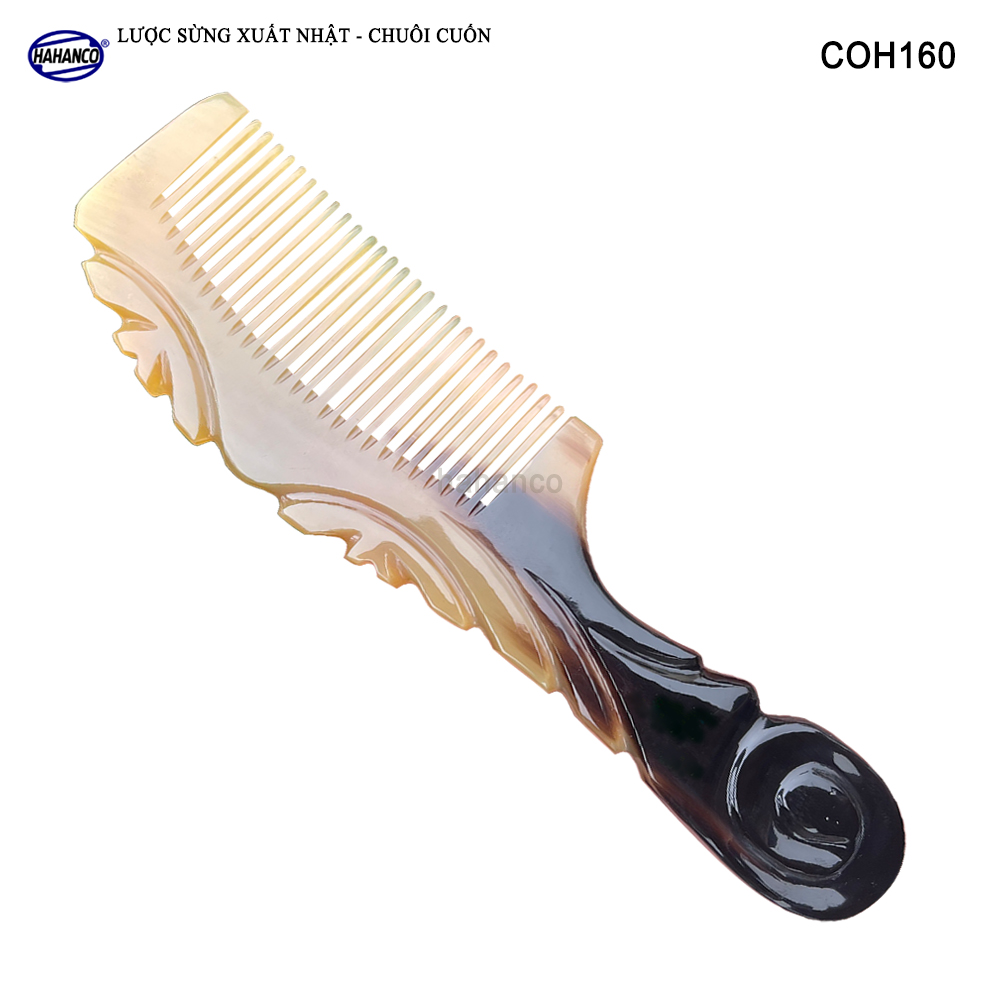 Lược Sừng Vân Nưa Chuôi Cuốn  Họa Tiết Uốn Lượn Sắc Sảo, Chăm sóc tóc - COH160