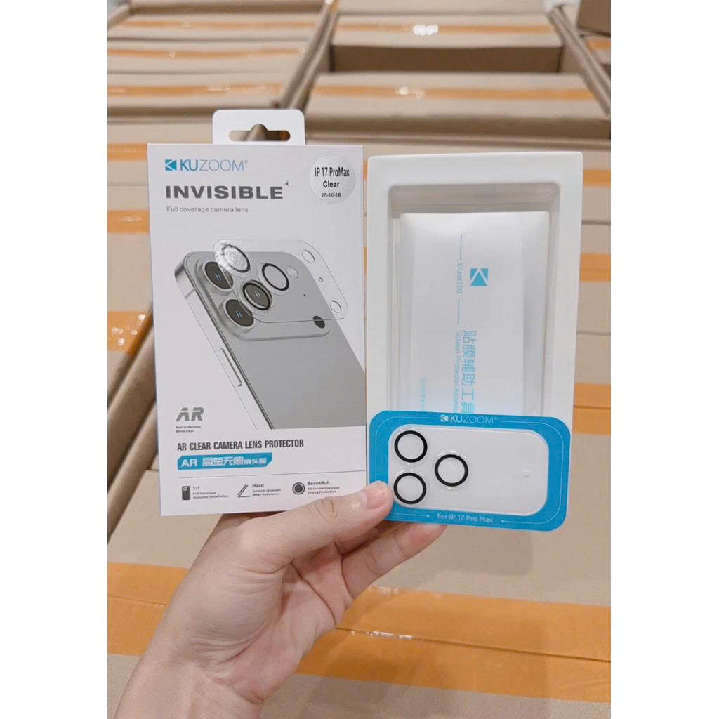 Miếng dán kính Bảo Vệ Cụm Camera cho iPhone 17 Pro Max/ 17 Pro Chính hãng KUZOOM bảo vệ máy toàn diện - Hàng chính hãng
