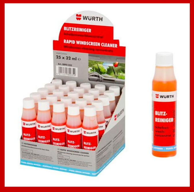 Nước Rửa Kính Lái Ô Tô Đậm Đặc Tiện Dụng Wurth Rapid Windshield Cleaner 32ml Chính Hãng