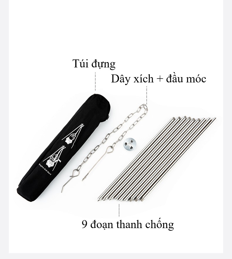 Giá treo xoong nồi 3 chân cắm trại dã ngoại BSW-SK053