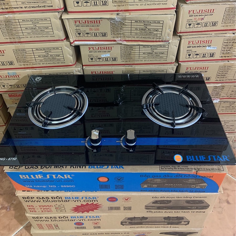 Bếp gas âm hồng ngoại Bluestar NG-6750C, 2 vòng lửa có đầu hâm - Hàng chính hãng