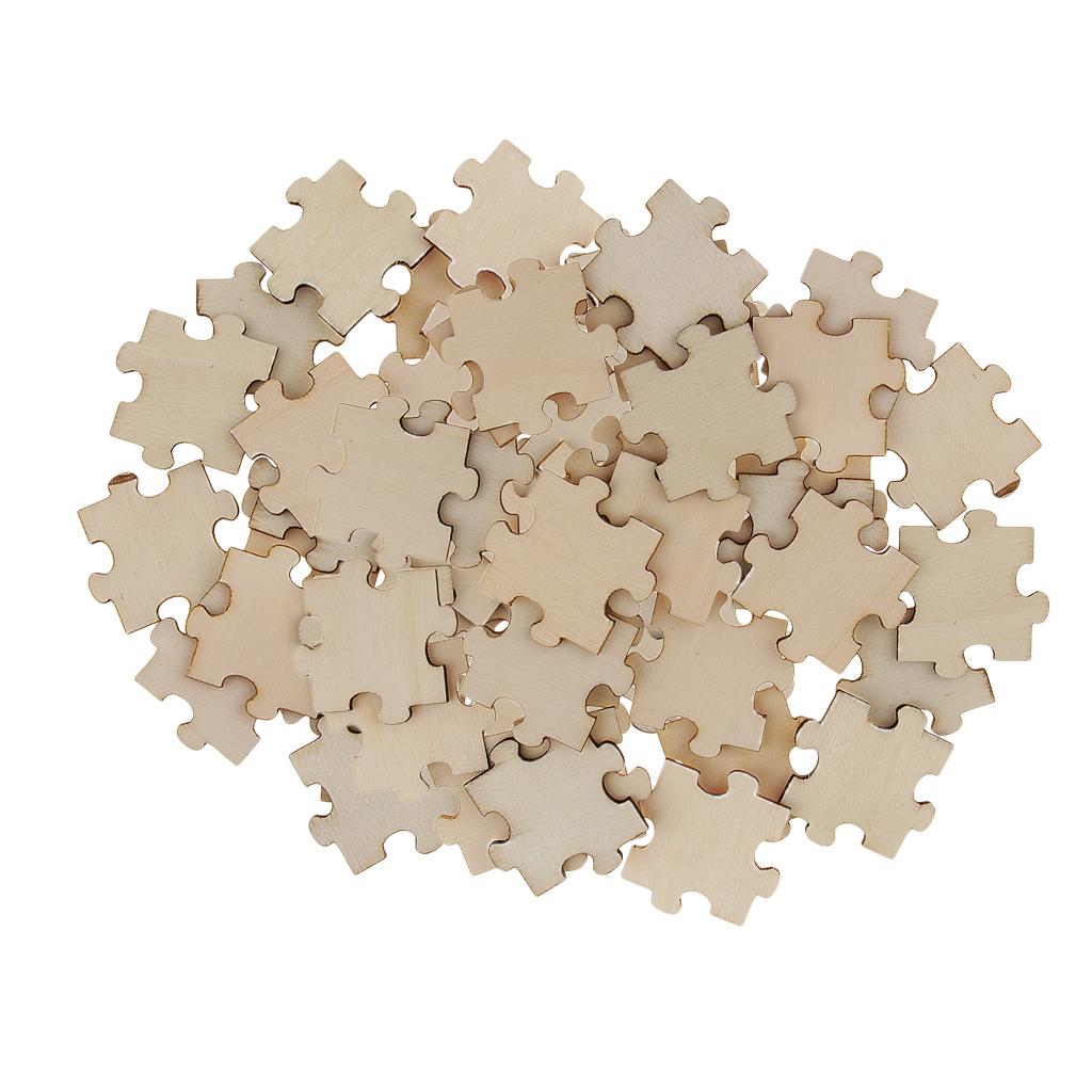 100 Pieces Blank Wooden Puzzle Embellishments Wood Slices DIY Arts Crafts