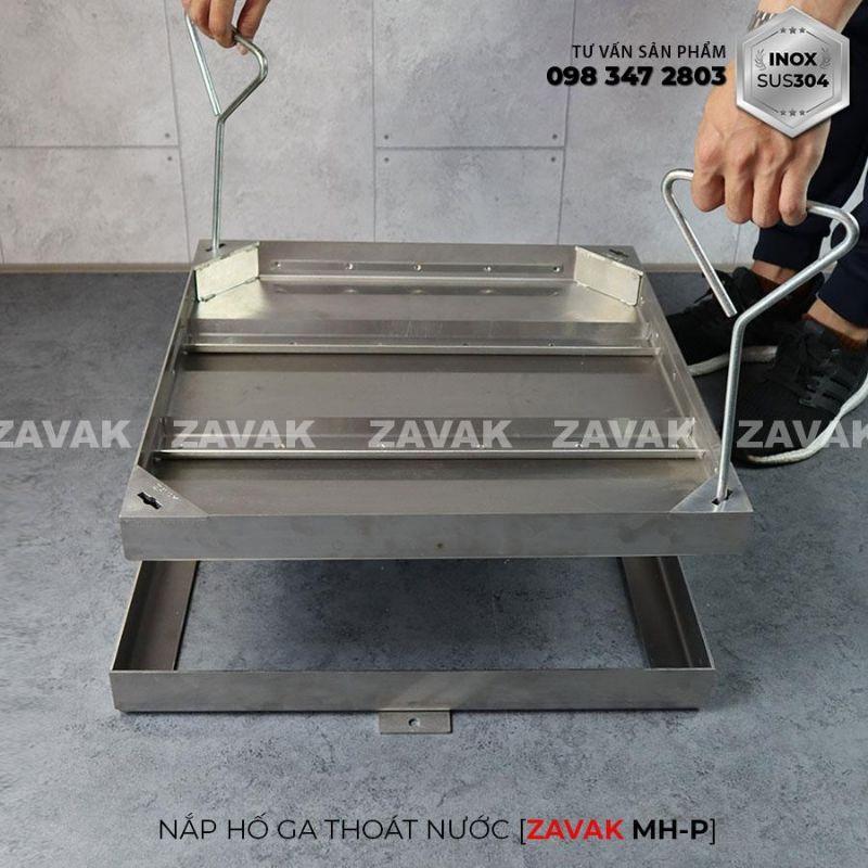 Nắp hố ga lát đá ZAVAK MHP*-AA50 KT50x50/ lát đá dày 4cm/ inox 304