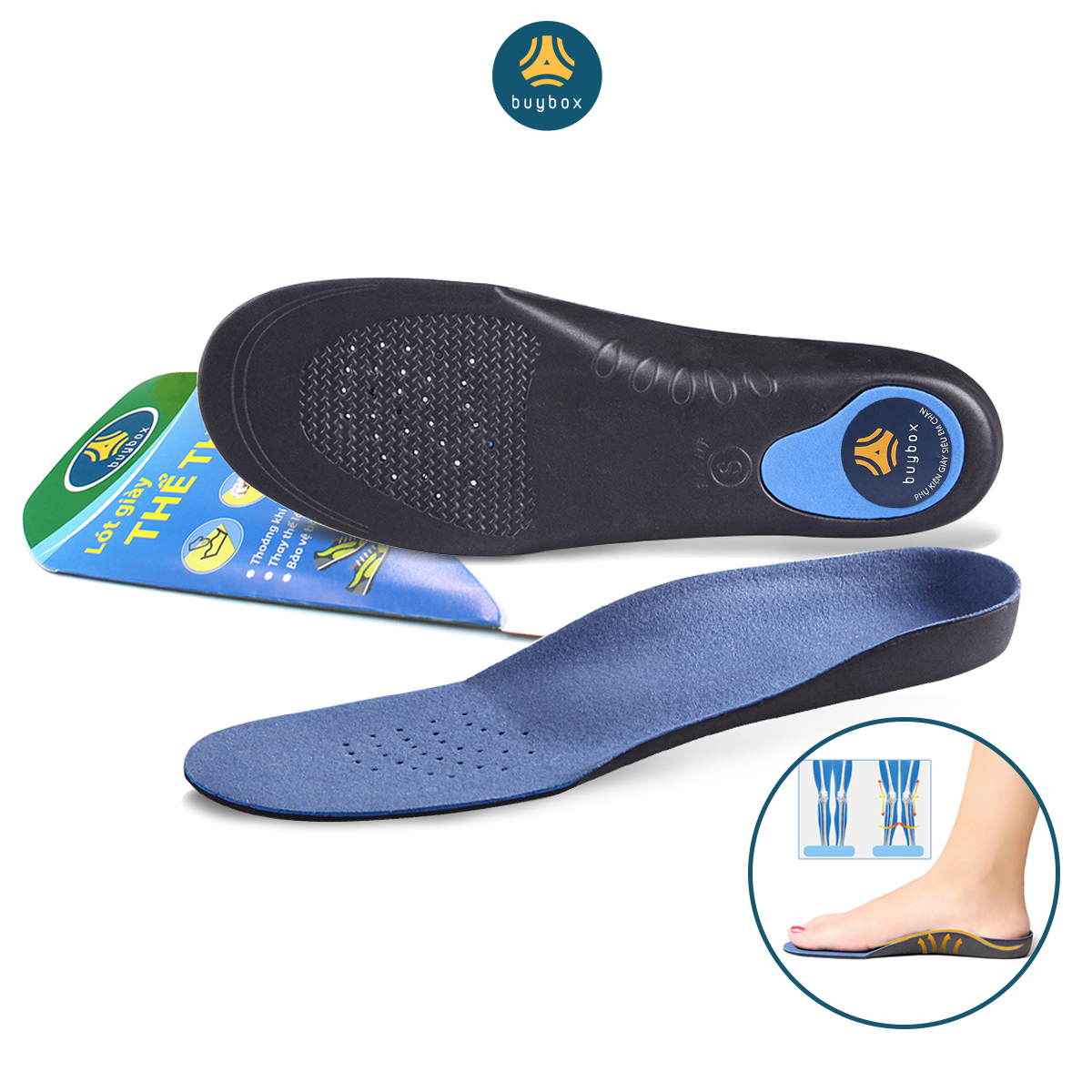Lót giày nam nữ êm chân bằng EVA cấu trúc vòm nâng đỡ lòng bàn chân, chống thốn và bảo vệ gót chân - buybox - BBPK177 - Phân loại S