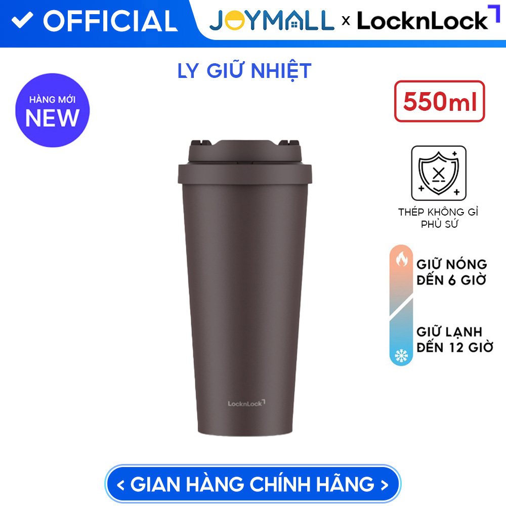 Ly Giữ Nhiệt LocknLock Energetic Ceramic Tumbler 550ml LHC3414, Hàng Chính Hãng, Thép Không Gỉ Phủ Sứ - JoyMall