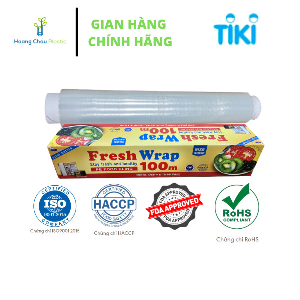 COMBO Màng bọc thực phẩm Hoàng Châu Plastic ( HCP) 30CM X 100M tặng kèm lõi thay thế 100M - Nhựa PE - Dùng được cho lò vi sóng- An toàn cho sức khỏe- Không chất phụ gia tạo dẻo- Không chứa DEHA/DEHP - Thân thiện với môi trường