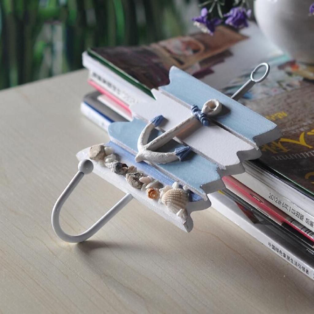 2pcs Nautical Decorative Seaside Wood &amp; Metal Hanger Coat Hooks Wall Rack