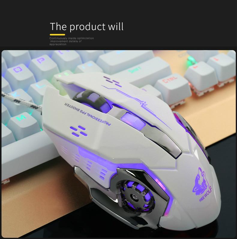 4000DPI Cơ Khí Chuyên Nghiệp Chơi Game Dây Tắt Tiếng Chiếu Sáng Chuột 6 Phím Dành Cho Máy Tính Laptop Lol Cf E-Thể Thao định Nghĩa Vĩ Mô Chuột