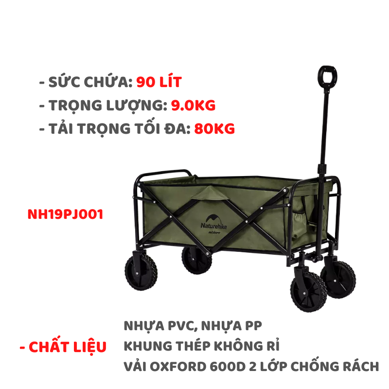 XE KÉO ĐỒ DÃ NGOẠI 90L NH19PJ001, MẶT NHÔM LÀM BÀN CHO XE KÉO NH20PJ008