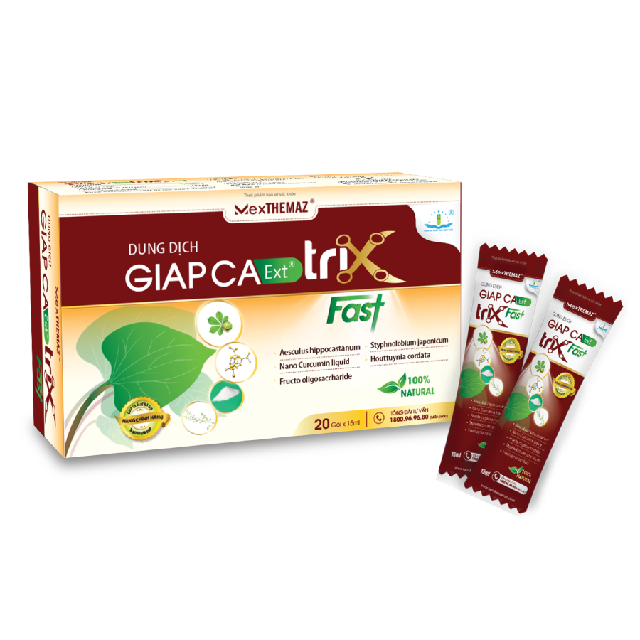 DUNG DỊCH GIẤP CÁ Ext Trix FAST Hỗ trợ giảm trĩ, táo bón, sa búi trĩ, cầm máu, nhuận tràng, tăng tính bền thành mạch.