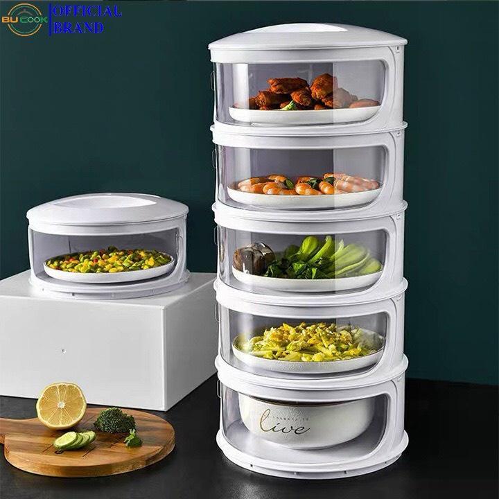 Lồng Bàn Đa Tầng, Khay Hộp Đậy Thức Ăn 5 Tầng - Giữ Nhiệt, Chống Bụi Và Côn Trùng