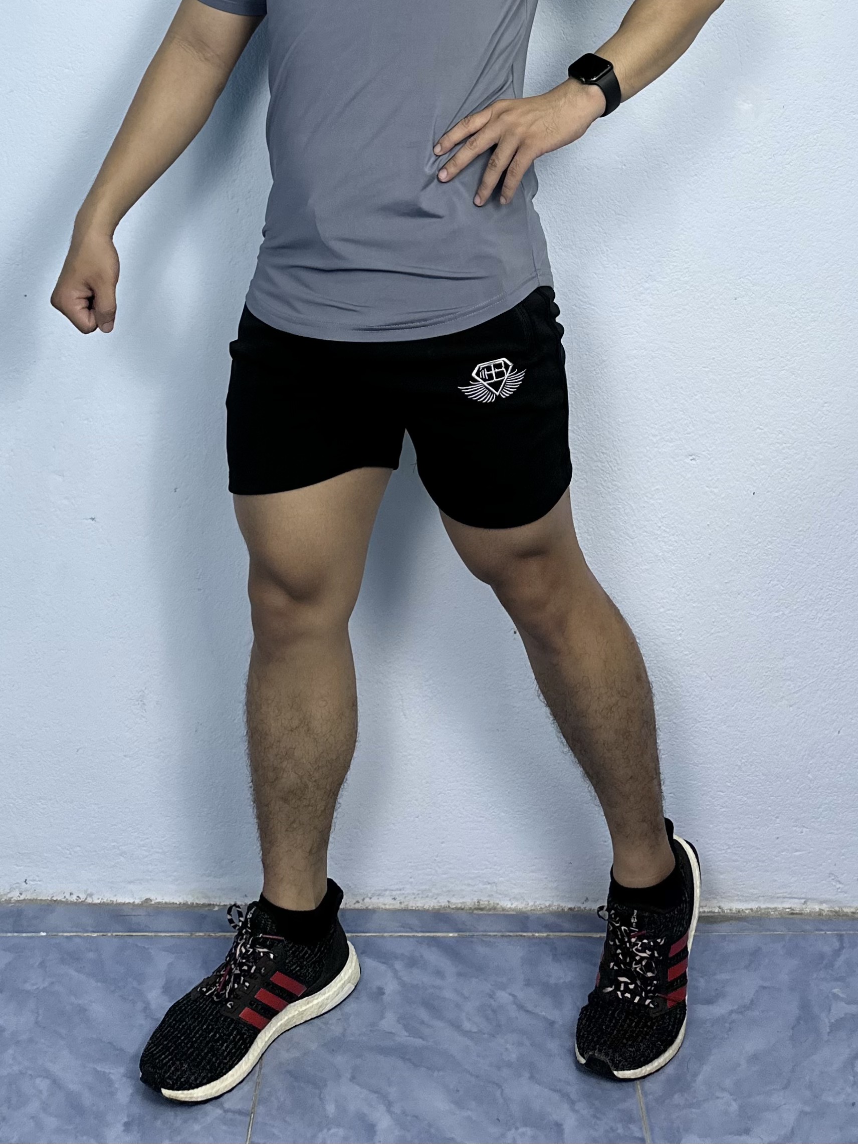 Quần short nam tập gym DO GYM SHOP logo thêu chất thun poly co giãn 4 chiều không xù lông QLQL3