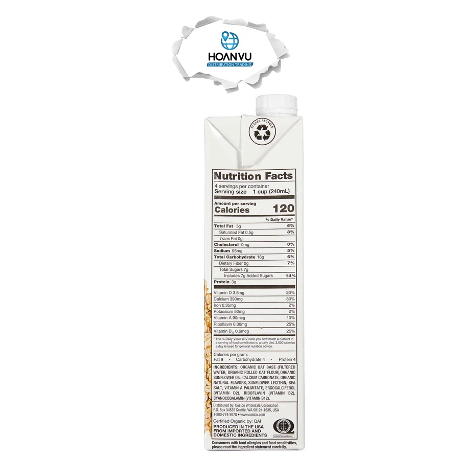 Thùng sữa Yến Mạch Oat Organic non-dairy beverage (6 hộp)