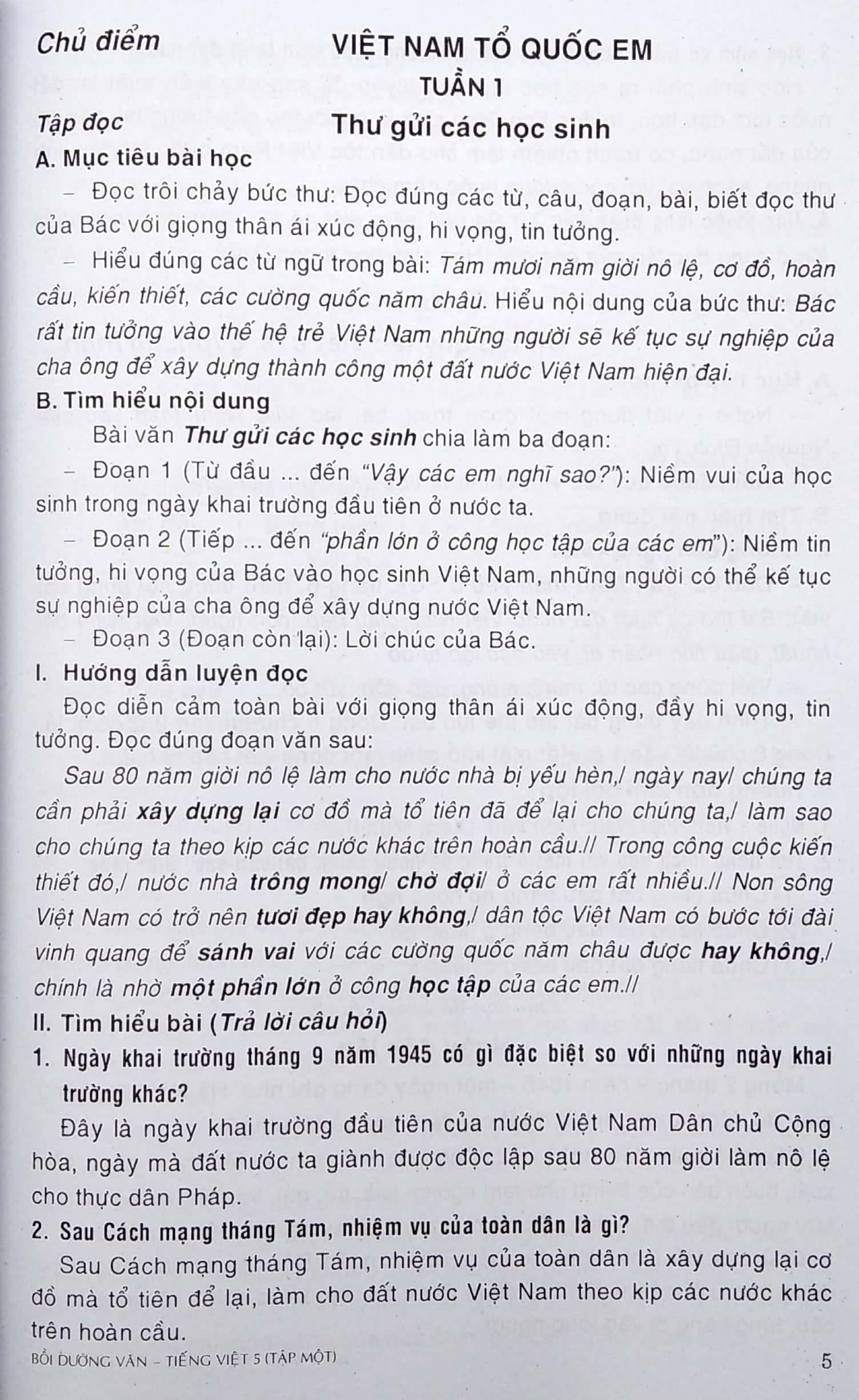 Bồi Dưỡng Văn - Tiếng Việt 5 - Tập 1 (Tái Bản - Chỉnh Sửa)