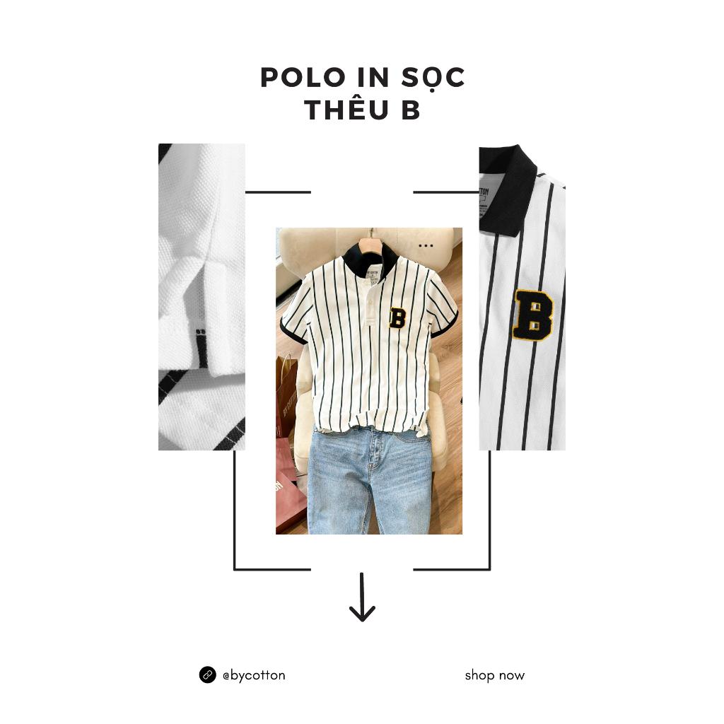 Áo Polo Nam Cao Cấp Có Cổ BY COTTON In Sọc Thêu B Nam Tính, Thanh Lịch, Sang Trọng, Trẻ Trung