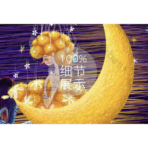 Tranh dán tường Tranh mặt trăng của em trang trí phòng em bé, tranh dán tường 3d hiện đại MS1219567