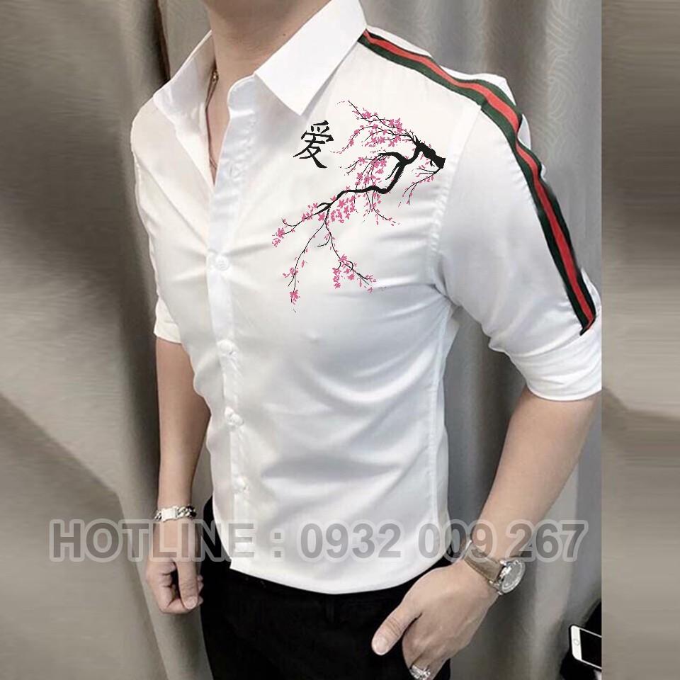 Áo Sơ Mi Nam Họa Tiết Hoa Đào