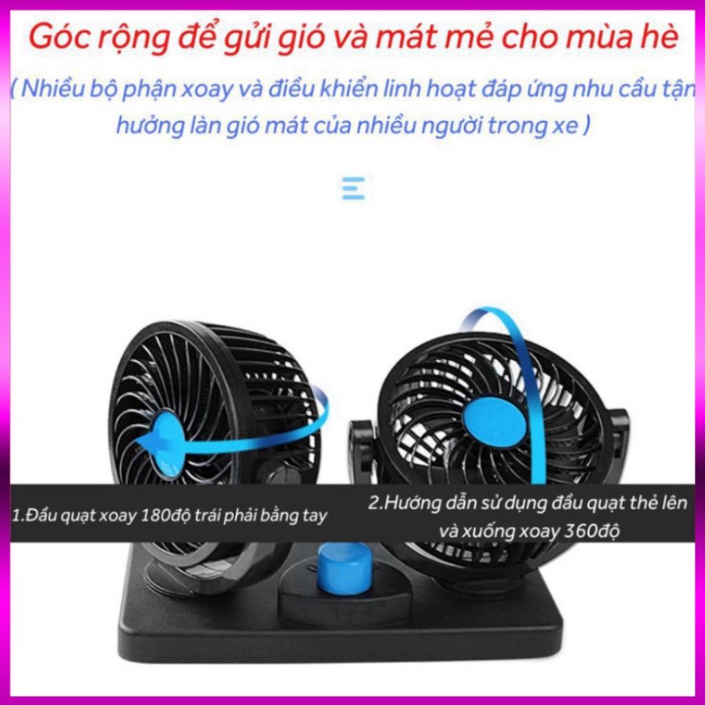 Quạt máy đôi mini 12v cho ô tô