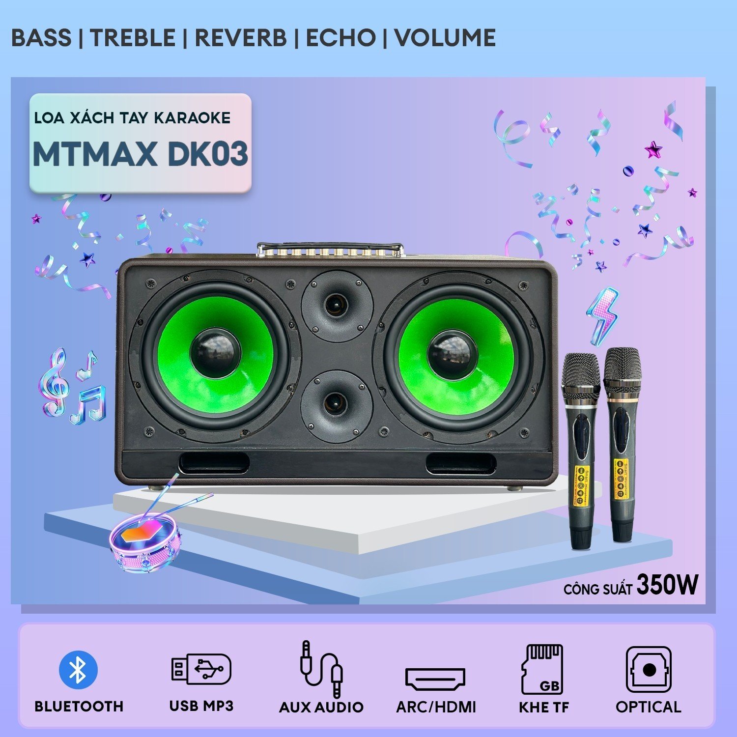 Loa Bluetooth Xách Tay MTMax DK03 - Siêu Phẩm Loa Karaoke Cao Cấp Giá Rẻ 2023 Công Suất Lớn Âm Thanh Mạnh Mẽ Uy Lực Bảo Hành 12 Tháng Tặng Kèm Micro Karaoke Không Dây hàng chính hãng