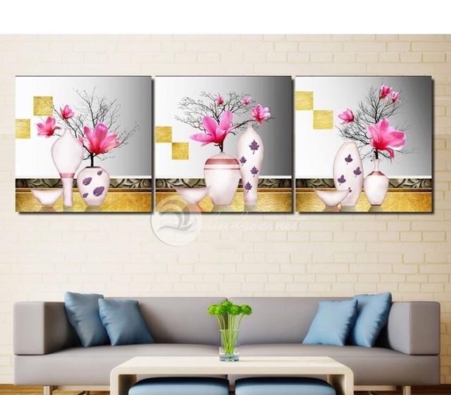 Bộ 3 tranh hoa đẹp kích thước 40*40