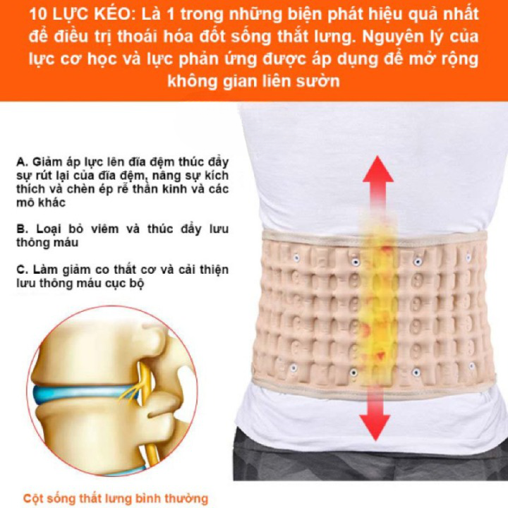 Đai kéo giãn cột sống lưng,đai hơi kéo dãn cột sống,đai lưng cột sống,đai định hình cột sống,hỗ trợ cho người bị đau lưng ,thoái hoá ,thoát vị đĩa đệm