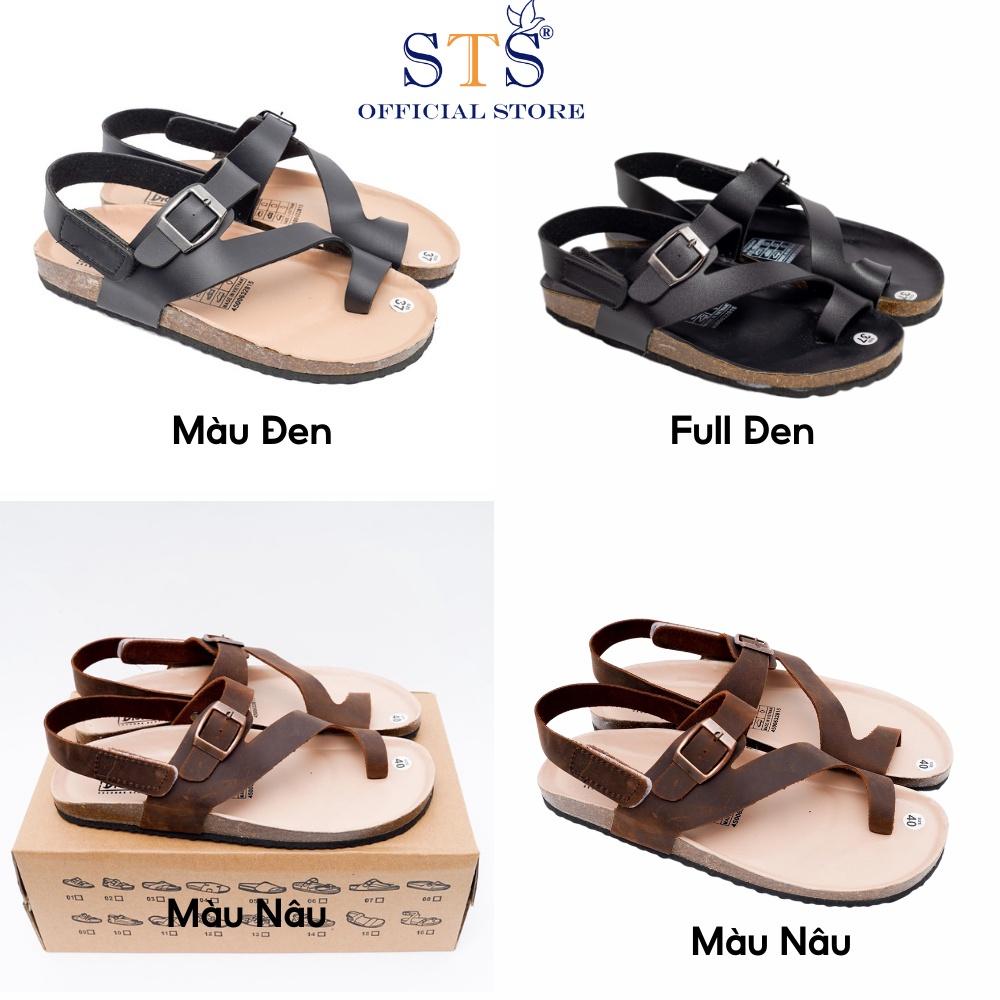 Sandal Đế Trấu DA BÒ THẬT NGUYÊN TẤM Quai chéo Tách Ngón,Mặt lót Da PU kem cao cấp chống nước đi chơi đi học đi làm K20