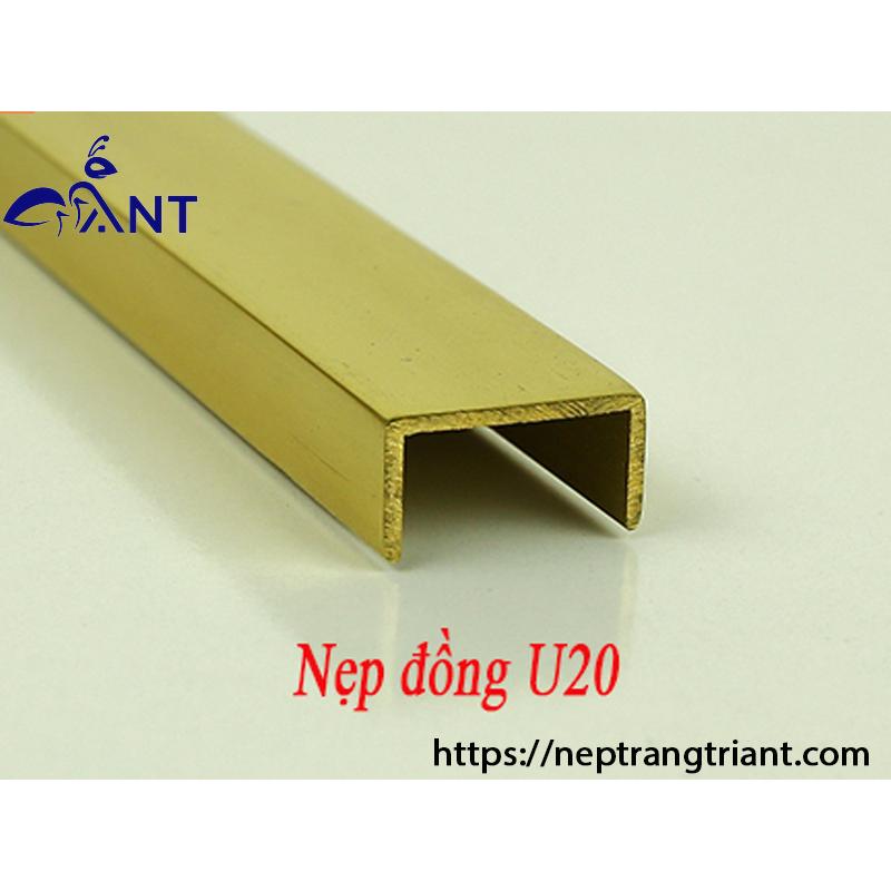 Nẹp đồng u20, nẹp chữ u đồng, nẹp đồng trang trí giá 1m