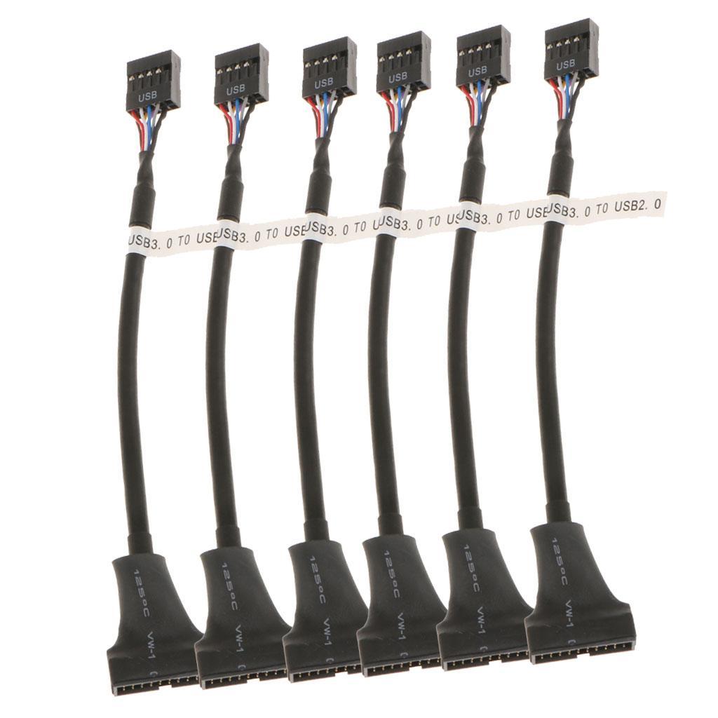 6Pieces USB 3.0 20-pin to USB 2.0 Motherboard 9pin Internal Converter Cable Cord