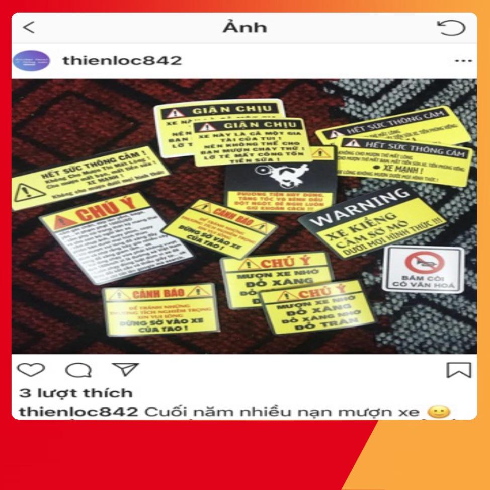 Set sticker pvc chống thấm tem chú ý tem xe