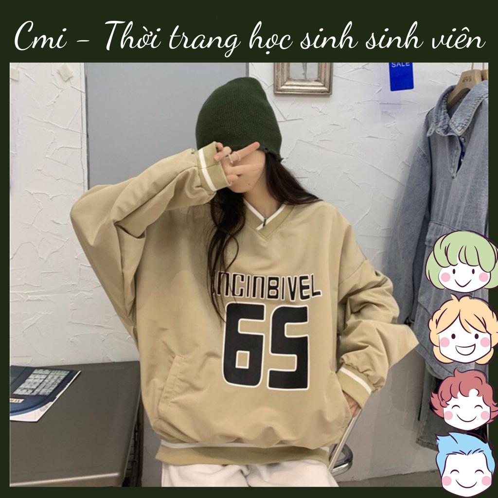 Áo nỉ nam nữ form thụng thời trang ulzzang -Áo sweater tay dài số 65 dáng rộng unisex phong cách Hàn Quốc