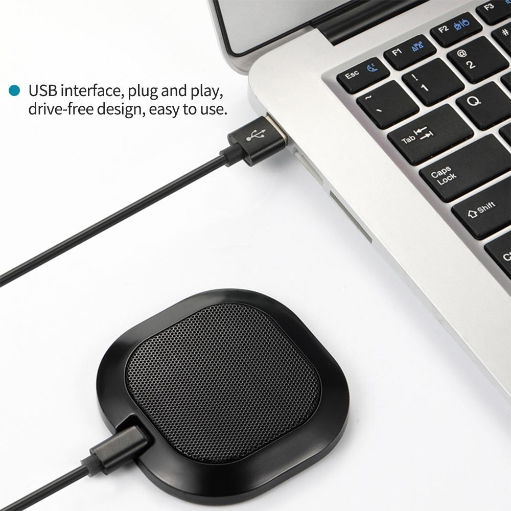 Desktop USB Computer Microphone 360° Omnidirectional Noise Reduction Mic Plug and Play Compatible with Windows/Mac for