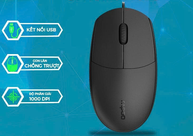 Chuột có dây N100 - Đen - Hàng Nhập Khẩu