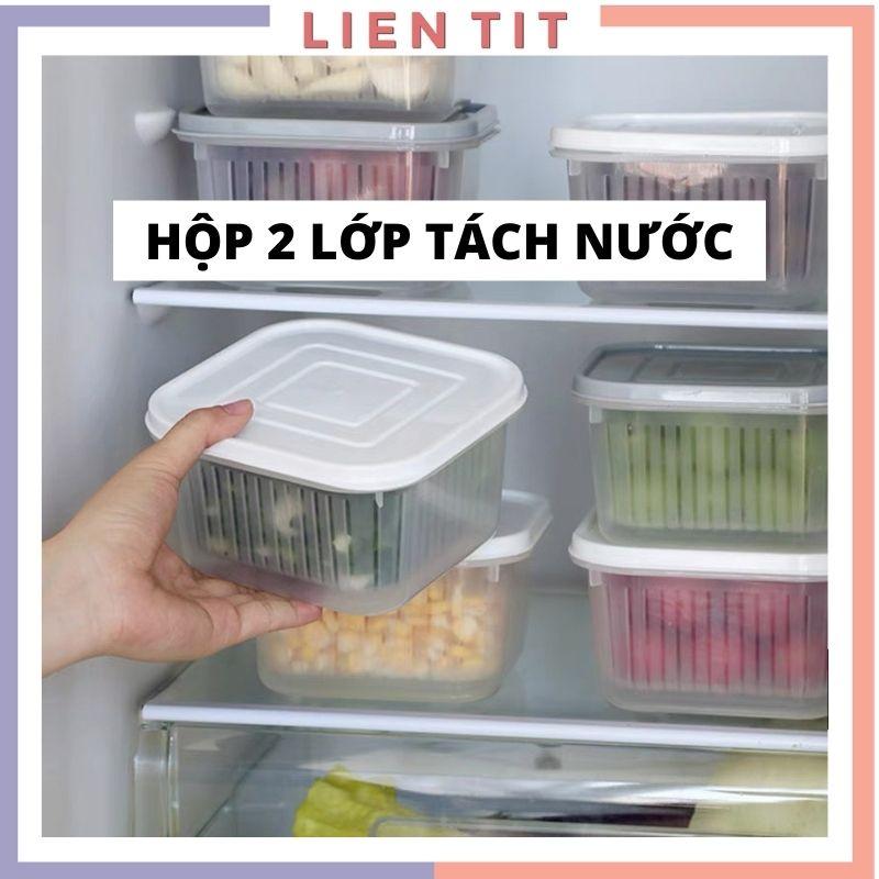Hộp trữ đông, hộp nhựa đựng thức ăn tủ lạnh tách nước giúp thực phẩm tươi lâu