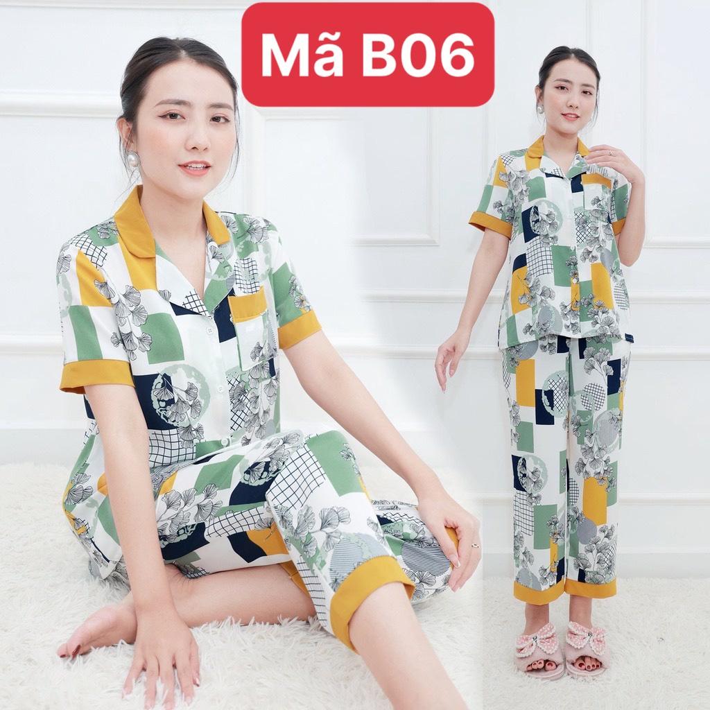 Bộ đồ ngủ lụa pyjama nữ quần dài, chất lụa cao cấp Loại 1, Đồ mặc ở nhà Kiểu Pijama thoải mái trẻ trung có đủ size