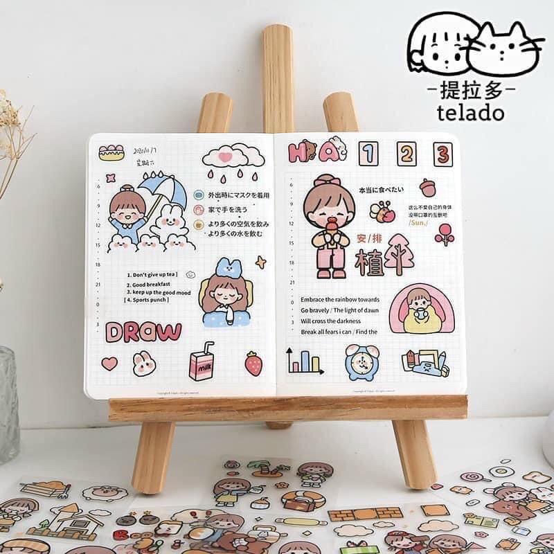 Hộp 1000 Sticker dán trang trí Telado xịn sò xinh xắn