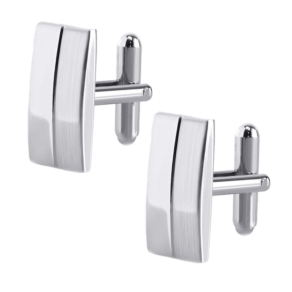 2-6pack Rectangle Brass Brushed Silver Cufflink Mens Formal Business Wedding