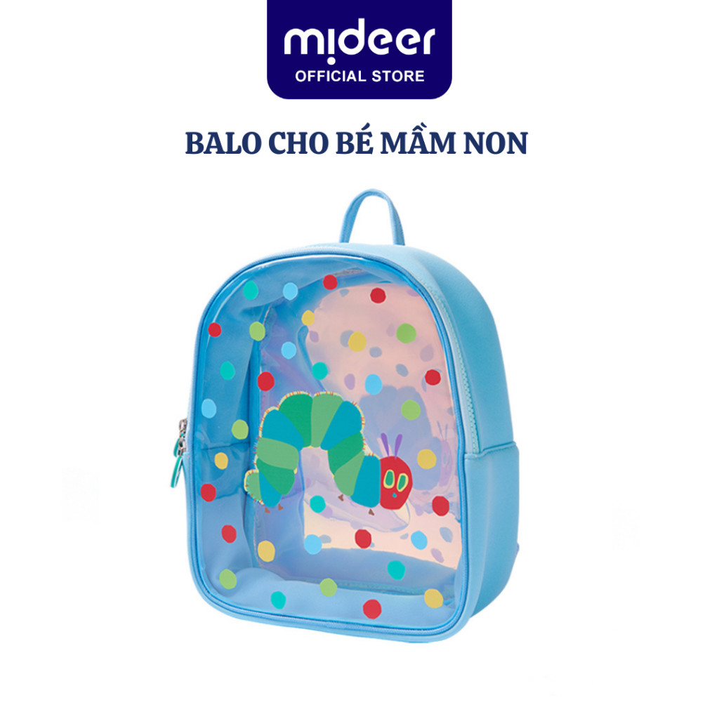 Balo cho bé mầm non hình chú sâu háu ăn, cặp trong suốt Kids backpack Very Hungry Caterpillar