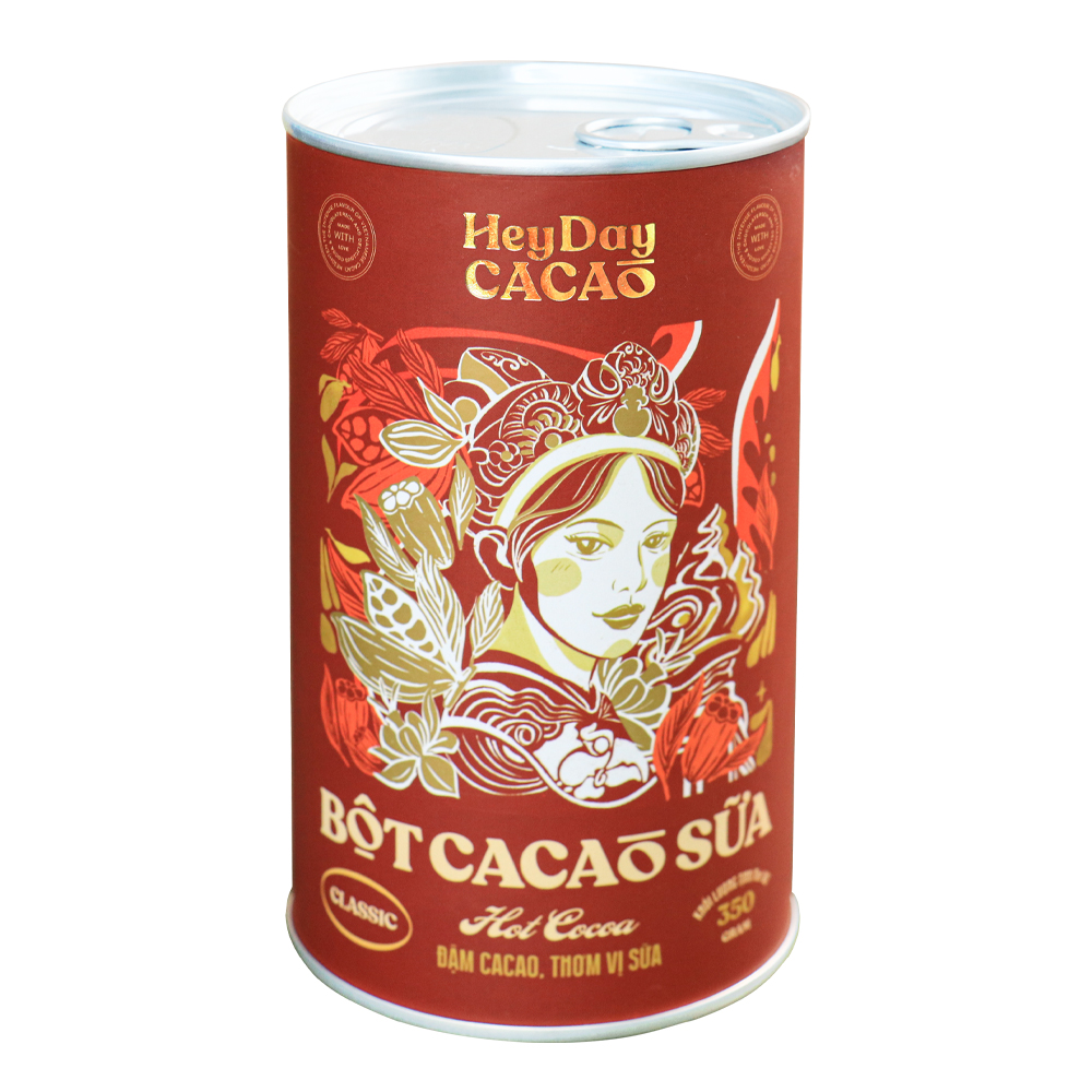 Bột cacao sữa Classic - Đậm cacao, thơm vị sữa – Lon 350g - Bộ sưu tập sản phẩm cacao "Thật" Heyday Cacao