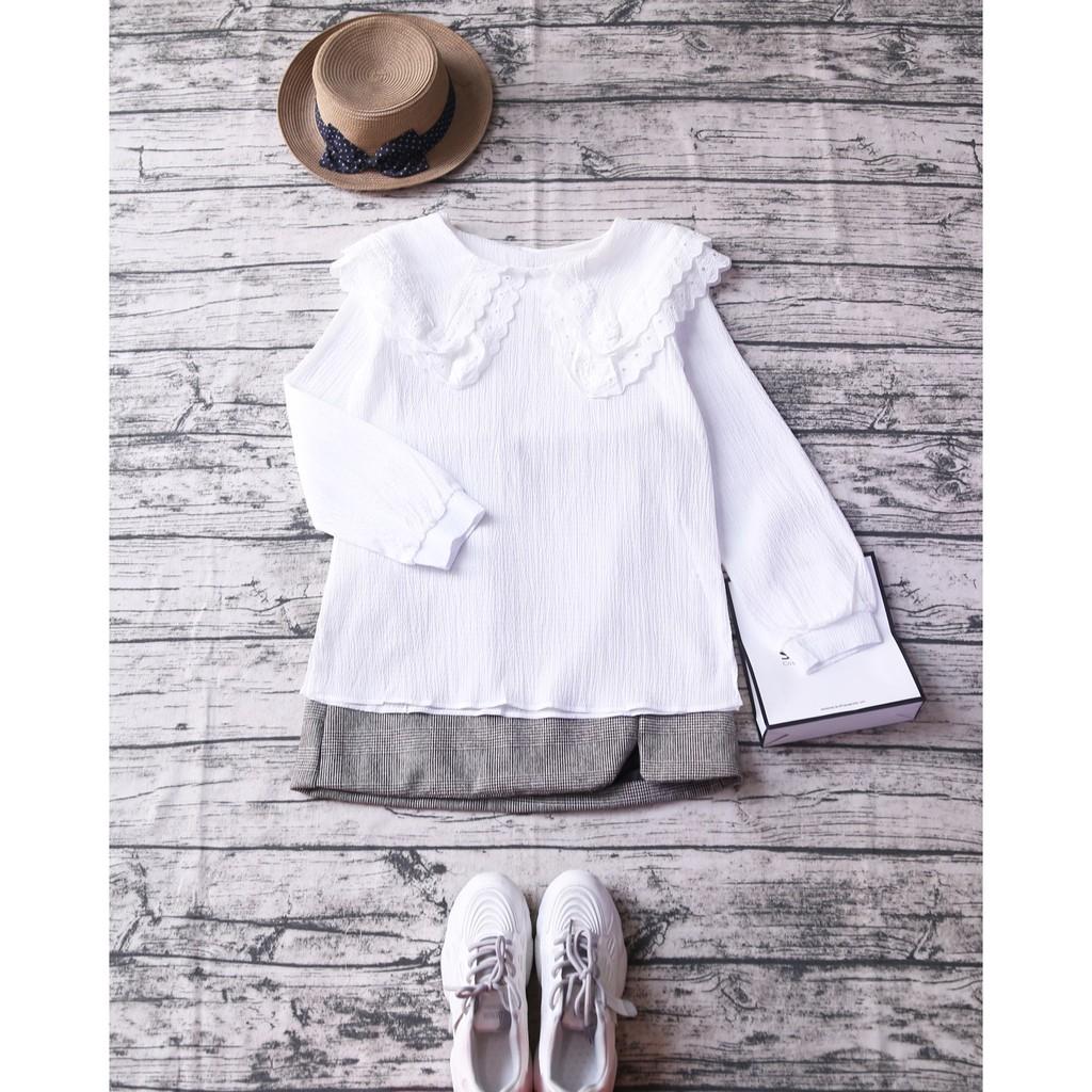 ÁO ĐŨI TAY BỒNG CỔ BÈO 2 LỚP