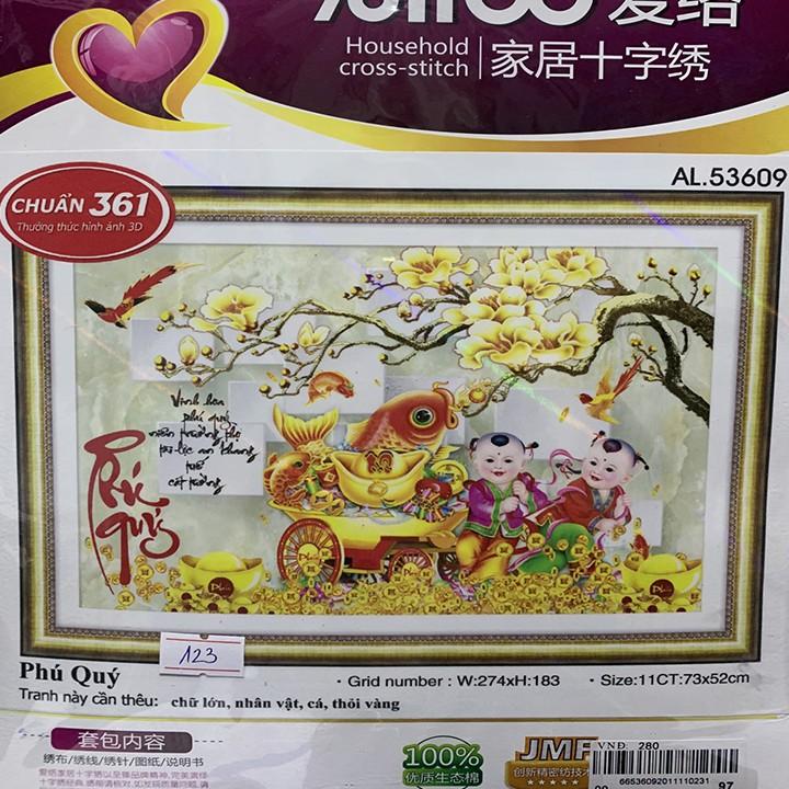 Tranh thêu cây tiền vạn sự như ý 53595 - kích thước: 81 * 52cm.