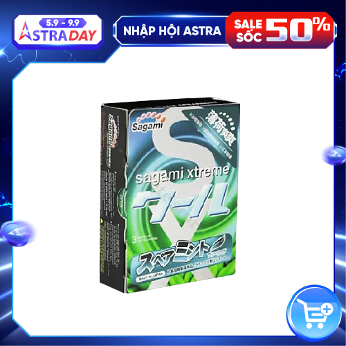 Bao cao su Sagami Xtreme Spearmint - thương hiệu Nhật Bản hương Bạc Hà, kiểu truyền thống - hộp 3 cái