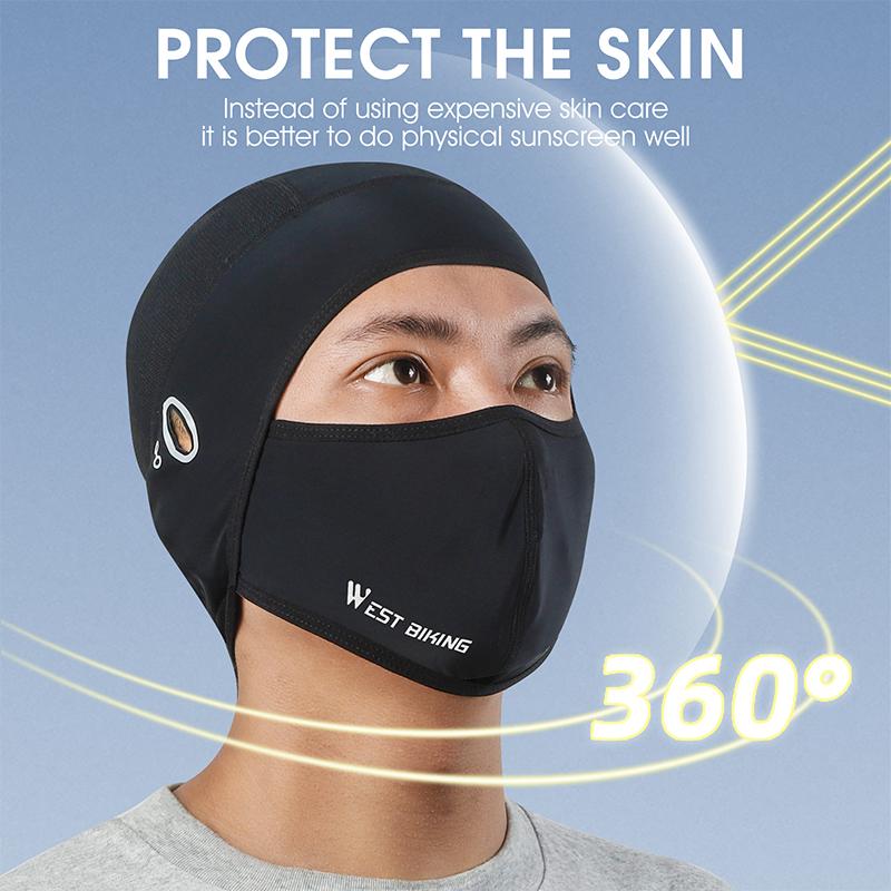 WEST BIKING Chống nắng Bảo vệ mặt đi xe đạp Che mặt Xe đạp Xe máy Ice Silk Mũ trùm đầu toàn mặt Mũ bảo hiểm xe đạp chống tia cực tím cho nam mùa hè Màu sắc: Đen