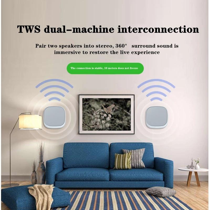 Loa Bluetooth kết hợp TWS không dây Gia đình Phòng ngủ Loa âm thanh nổi treo tường Loa siêu trầm có đèn LED Điều khiển từ xa Màu sắc: vàng