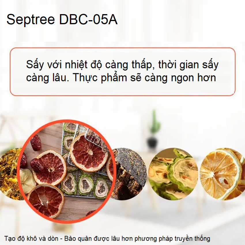 [Bảo Hành 12 Tháng] Máy sấy thực phẩm gia đình 5 khay, hẹn giờ sấy khô tự ngắt, Thương hiệu Mỹ cao cấp Septree DBC-05A, Công suất 400W - Hàng Nhập Khẩu, Chính hãng