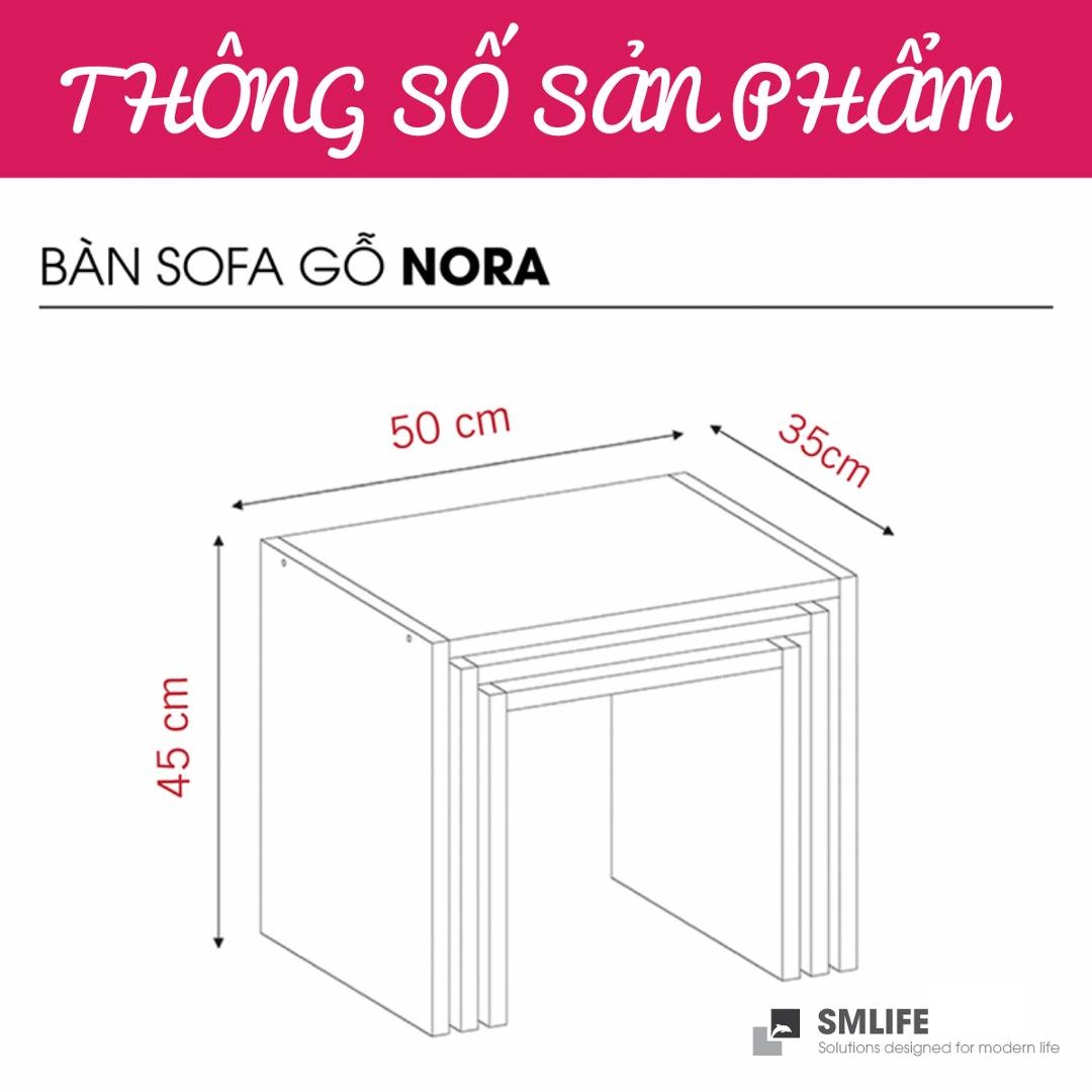 Bàn trà gỗ hiện đại SMLIFE Nora | Gỗ MDF dày 17mm chống ẩm | D50xR35xC45cm