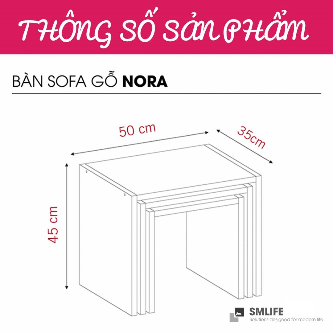 Bàn trà gỗ hiện đại SMLIFE Nora   | Gỗ MDF dày 17mm chống ẩm | D50xR35xC45cm - Màu